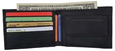 Boys Slim Compact Card and Coin Pocket Bifold Leather Wallet