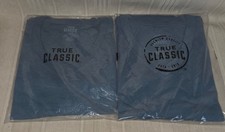 True Classic V Neck Men's T-Shirts BLUE STONE Size Large. New Lot of 2.