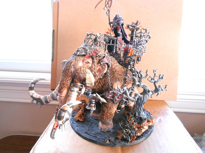 #25 WARHAMMER AOS CHAOS IMPERIAL WAR ELEPHANT W SORCERER/PAINTED/BASED/RARE/OOP!