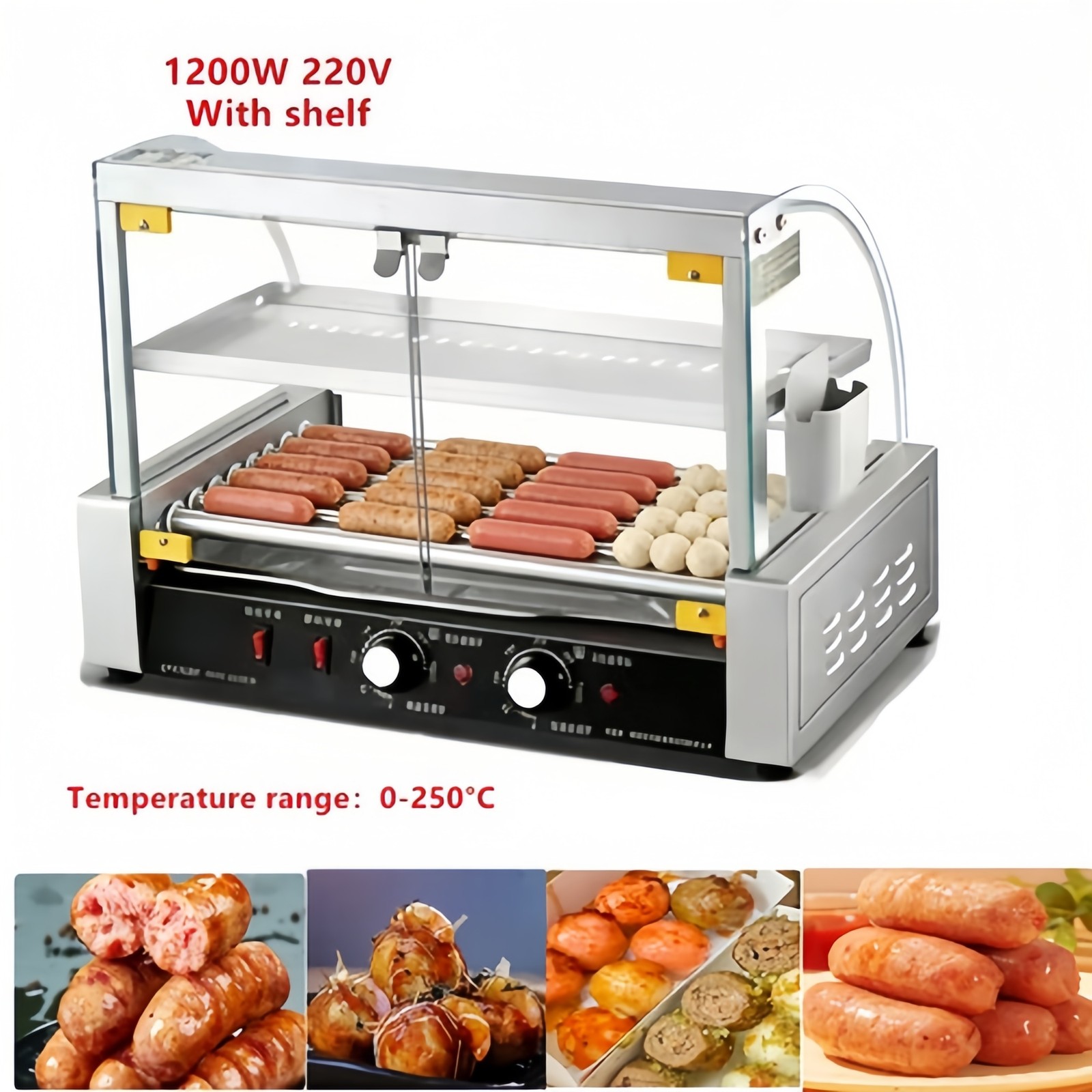 Hot Dog Grill Hot Dog Maker Wurstgrill Rollengrill Gastro Edelstahl 7 Rollen