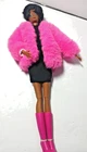 vintage Barbie /Poppy Parker - Modern  clone doll-redressed/ AA,  pink fur