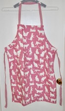 NWT DII Adult Rose Pink Cat Print 100 Cotton Chef's Kitchen Apron One Size