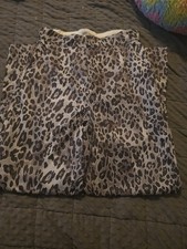 SheIn Pants Womens M Brown Leopard Print Baggy Straight Leg High Rise Flowy Boho
