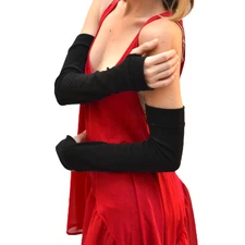 Long Arm Warmers Black Cotton Gloves Armwarmers Sun UV Covers Protection Summer
