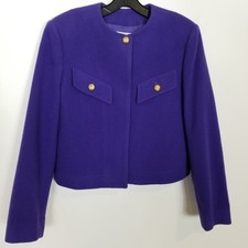 VTG PENDLETON USA 100 Virgin Wool Cropped Blazer Sz S Purple Jacket Coat