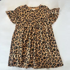 Girl’s Tucker & Tate Brown Black Animal Print Ruffle Dress - Size 8 - EUC
