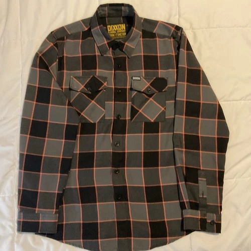 Dixxon 1903 Flannel Shirt Mens Medium Black Gray Orange Pre-Pleat OG Yellow Tag - product listing photo