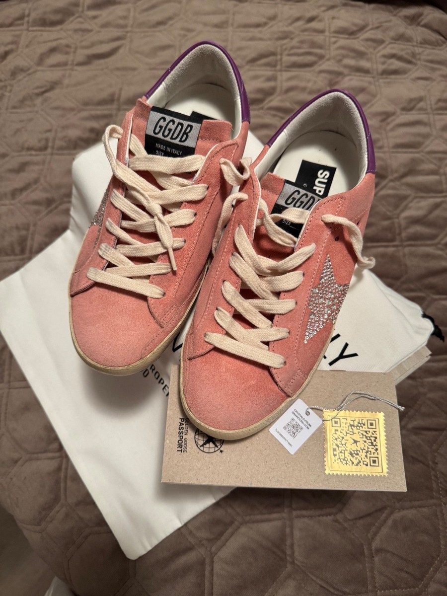 Golden Goose Pink Suede with crystals Womens Sneakers size