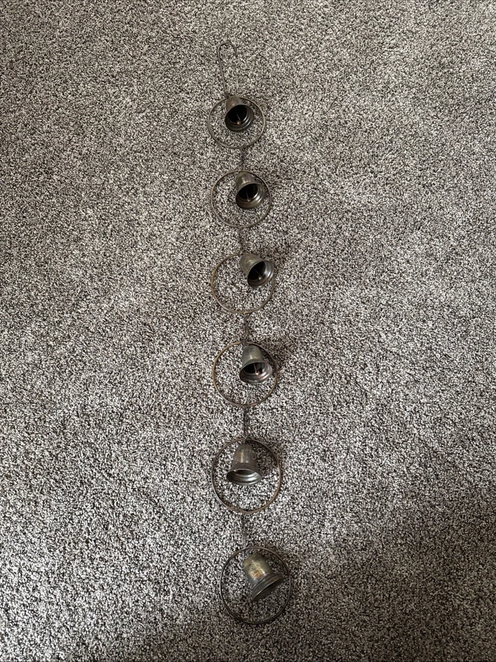 Carillón de viento pesado latón o bronce seis campanas gancho colgante estilo vintage Foto 3 de 4