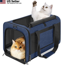 GAPZER Large Cat Carrier Soft, Collapsible 18.1"L x 11.8"W x 11.8"H, Navy