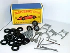 Misc used Matchbox Lesney parts for 73b Ferrari F1 Race car in replica box