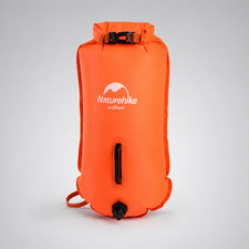 28L Inflatable Swimming Buoy Waterproof Dry Bag Dual Airbag Tow Float Orange Pin