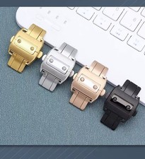 18MM 21MM DEPLOYMENT LEATHER BAND STRAP BUCKLE CLASP FIT 20MM CARTIER SANTOS 100