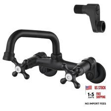 Wall Mount Kitchen Faucet, 6 Inch 15cm Spout Wall Matte Black 6 Inch Spout