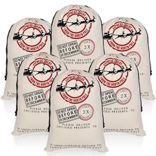 6 Packs Christmas Bag Santa Sack Large Cotton Canvas Bag With Drawstrings Reu...