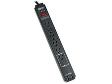 Tripp Lite 6-outlet Surge Protector Power Strip Usb Ports 6 Ft Cord Black - 6 X