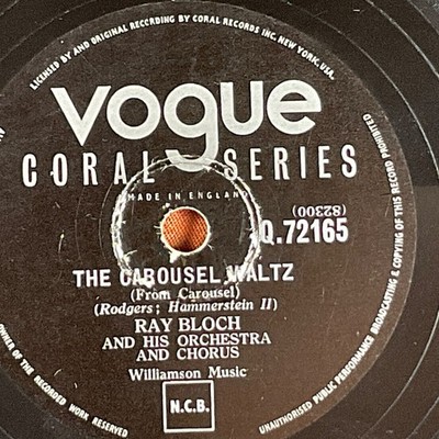 Ray Bloch, You'll Never Walk Alone/The Carousel Waltz 78 RPM Single 10'' Record