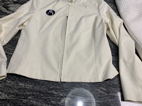 White Jacket Giant Taylor Swift Sequin Patch Zip Front Women’s Size 12 Music - Picture 2 of 21
