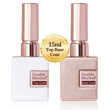 2 Pcs 15ML No Wipe Gel Top Coat and Base Coat Set Clear Glossy