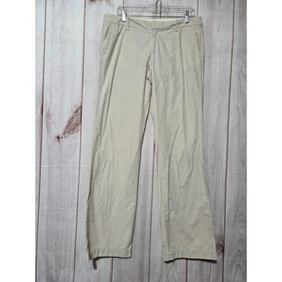 Gap Womens Straight Fit Straight Leg Pants Tan White Micro Stripe Size 8 Long