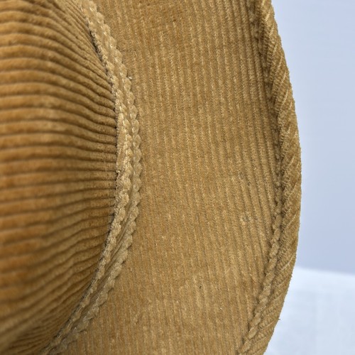 Vtg Tan Corduroy Hat Fedora Men's Size 22.5” New York USA Western Boho Festival - Picture 9 of 13