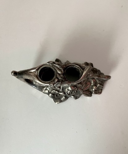Vintage Lipstick Candle Caddy Shaker Holder Rose Flower Cast Metal Ornate Japan - Picture 5 of 8