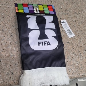 FIFA Officially Licensed Soccer Scarf Black & White with Fringe