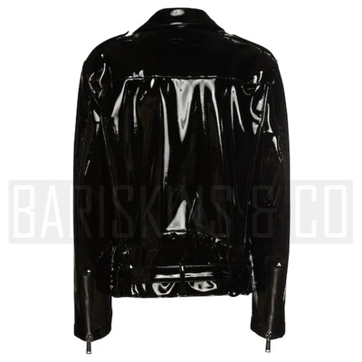 【maa様】layered motorcycle coat black Motorcycle Jackets for Men - Black Patent Leather Biker Coat