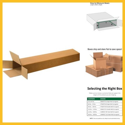 Boxes Fast BF8446FOL Side Loading Corrugated Cardboard Rifle Box, 8'' x 4'' x 46'',