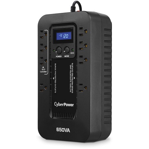 CyberPower EC650LCD-R 650VA/390W 8 Outlets ECO LCD UPS - Certified Refurbished - Afbeelding 2 van 3