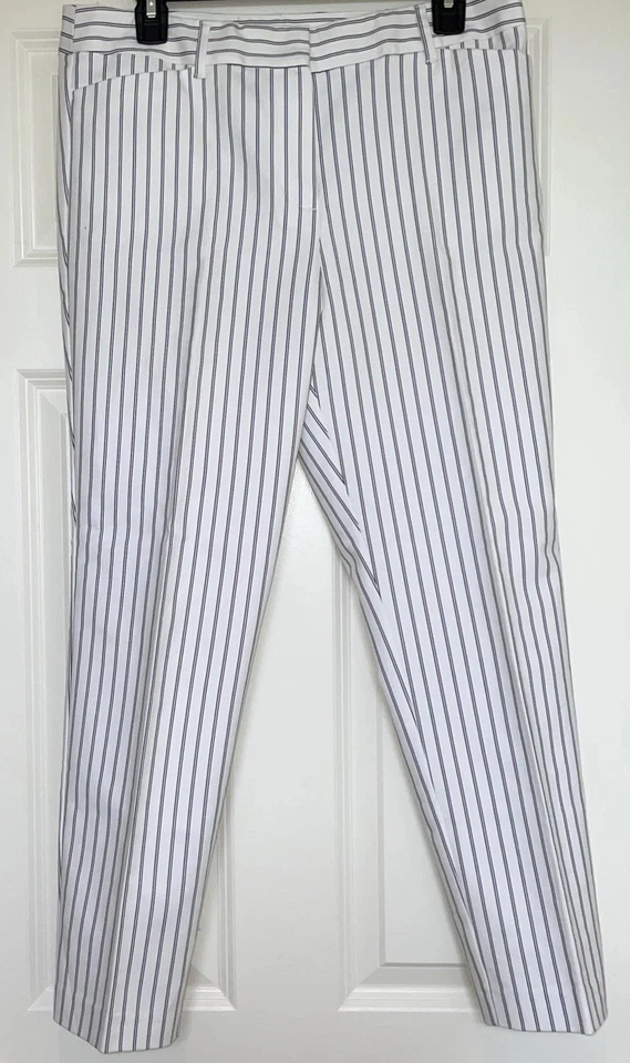 Pantalones clásicos Liz Claiborne Career blancos negros a rayas talla 6 bolsillos con cremallera elásticos Foto 3 de 4