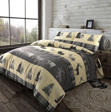 Image of Stag Tartan Thermal Flannel Duvet Cover Set XMAS Brushed Cotton All British Size