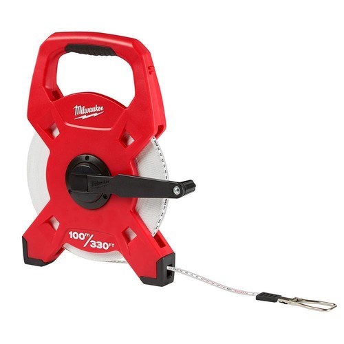 Milwaukee Long Tape Measure 330ft 100m Fiberglass Open Reel Dual Scale Tool - Picture 7 of 11