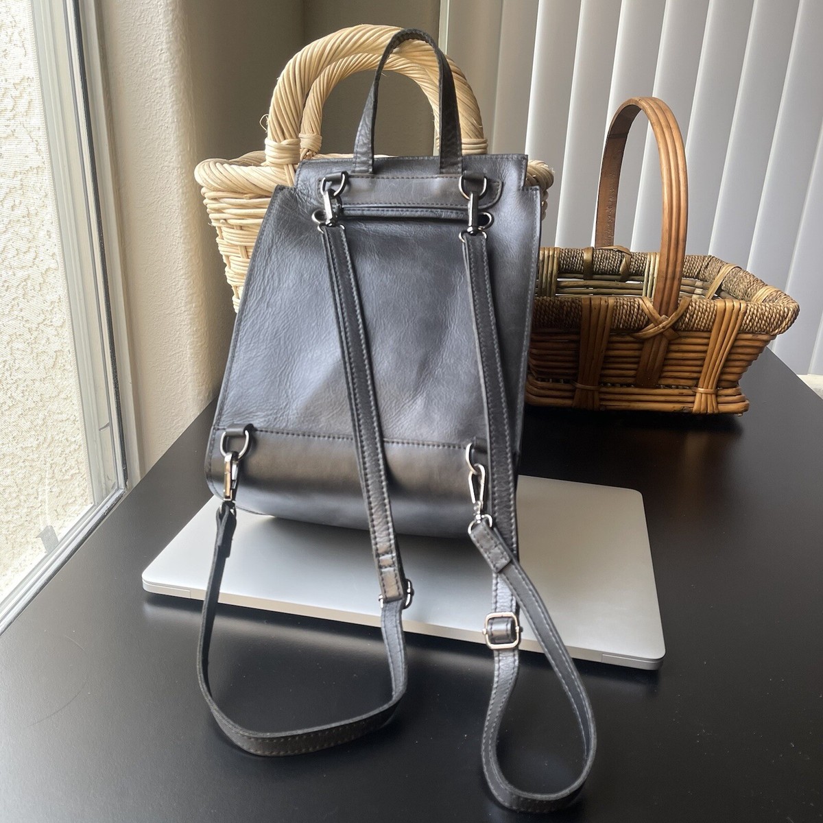 Genuine Leather Bag Black Drawstring Backpack | Lovely  display picture 2