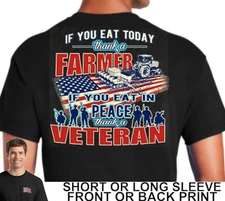 Patriotic American Flag Thank A Farmer & American Military Veteran Mens T Shirt