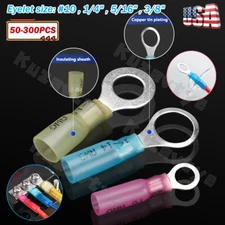 50/200PCS Heat Shrink Ring Wire Connectors Crimp Terminals for Marine Automotive
