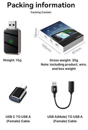 2 in 1 Android Auto Wireless Adapter Wireless CarPlay Adapter Plug Play Radio-US - Picture 3 of 8