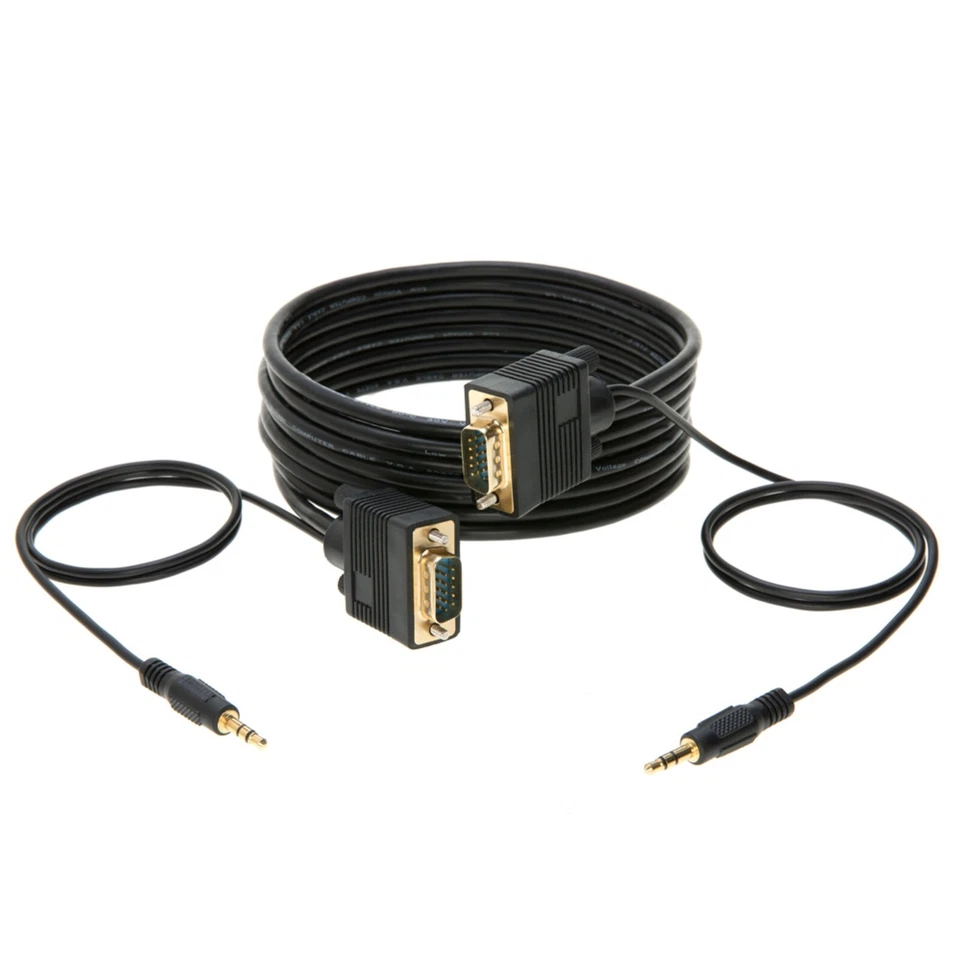 3-Pack - 35FT SVGA M/M + 3.5mm Aux Audio Cable Jack for Monitor PC Projector TV - Image 4 of 4
