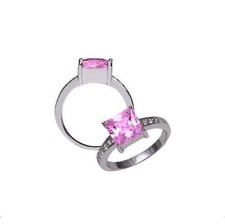 NEW 925 Sterling Silver Pink CZ Solitaire Ring Size 9 Ladies Womens Engagement