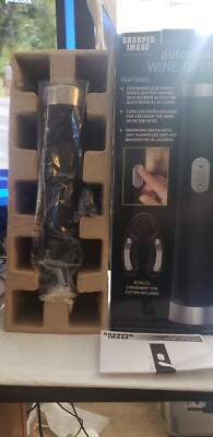 Sharper Image Automatic Wine Bottle Opener Battery Operated Bonus Foil Cutter 