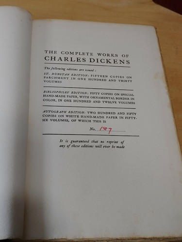Charles Dickens DOMBEY & SON Part I, II & III Limited Autograph edition 1908 - Picture 3 of 7