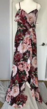 CACHET Chiffon Wrap Dress with Cascading Ruffle Size 2