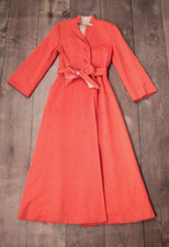 Vtg Women's 40s Coral Orange Housecoat Robe 1940s HouseDress Darby Gaimes Sz S/M