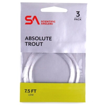 Scientific Anglers Absolute Trout 3 Pack 7.5 FT Leader - All Sizes - FREE SHIP