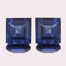 Natural Ceylon Royal Blue Sapphire Square Cut Loose Gemstone Matched Pair 12x12