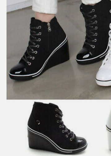 woman spring trainers canvas wedge sneaker shoes size 36 - Picture 9 of 12