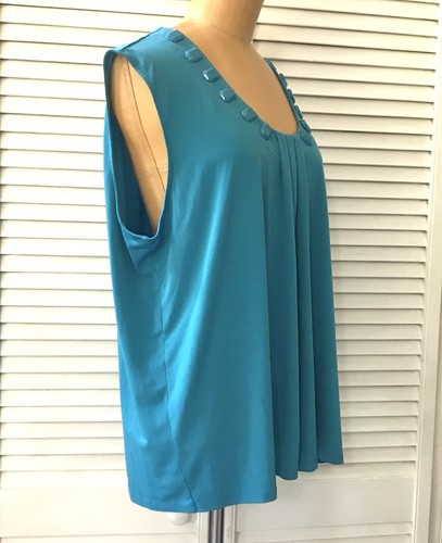 Jaclyn Smith Damen Top XL blaugrün blau ärmellos verziert Freizeit Büro Party - Bild 5 von 9
