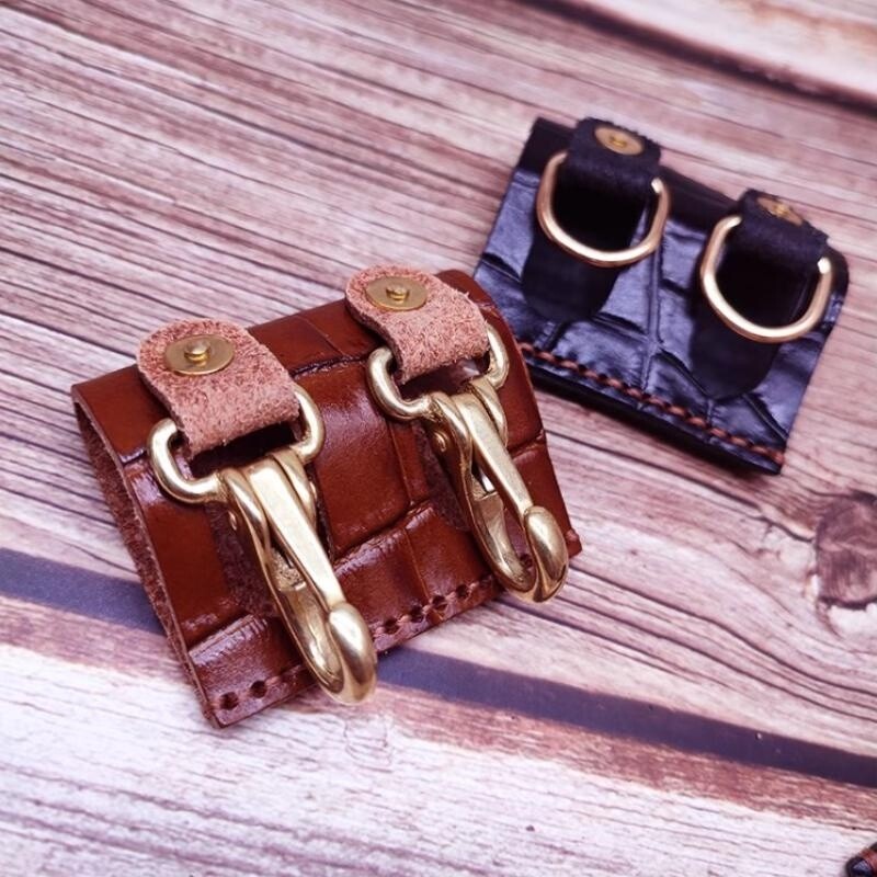 Leather Belt Key Holder Men Clip D-Ring Buckle Belt Loop Keychains Car Key Ring-image