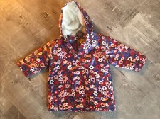 Pluie Pluie Rain Coat Jacket Girls Floral 1-2 Years Hooded NWOT Fleece Lined