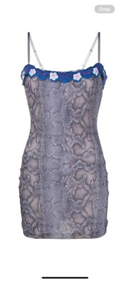 Danielle Guizio brand mesh mini dress blue snakeskin X small MSRP$298 | eBay Danielle Guizio brand mesh mini dress blue snakeskin X small MSRP$298 | eBay